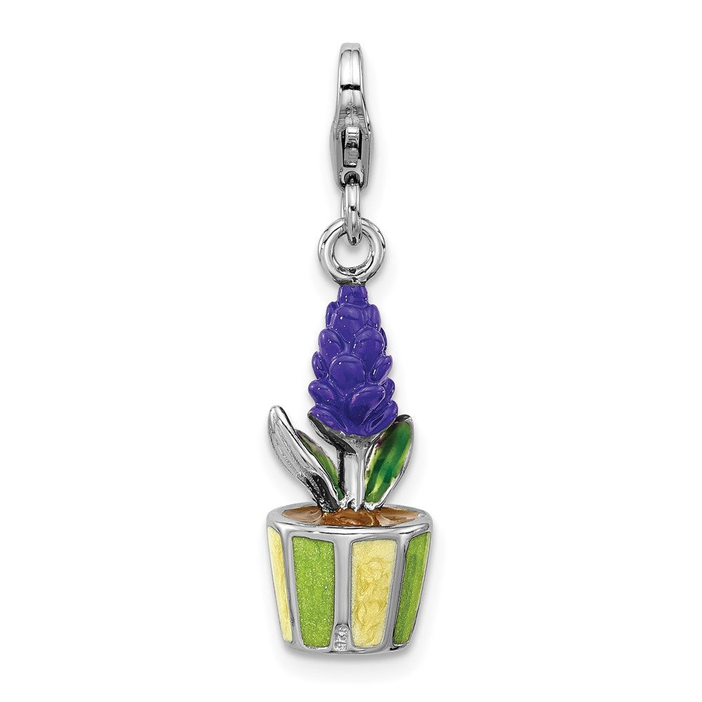 Sterlingsilber Amore La Vita Rhodiniert Emailliert 3-d Potted Blume Charm