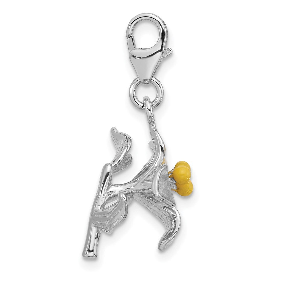 Sterlingsilber Amore La Vita Rhodiniert 3-d Emailliert Gelb Blume Charm