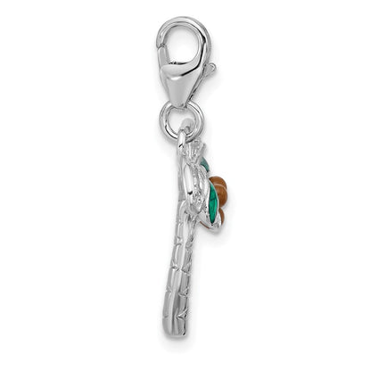 Sterlingsilber Amore La Vita Rhodiniert Emailliert Palme Baum W Coconuts Charm