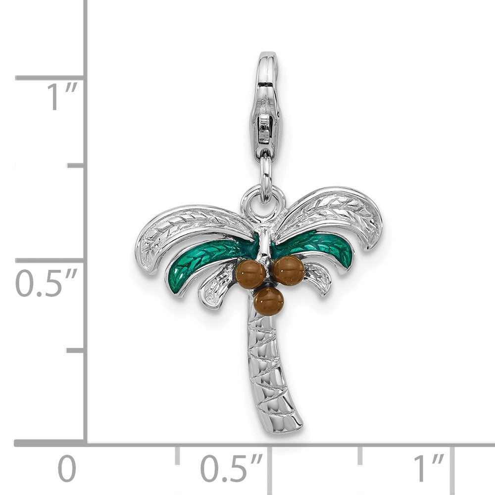 Sterlingsilber Amore La Vita Rhodiniert Emailliert Palme Baum W Coconuts Charm