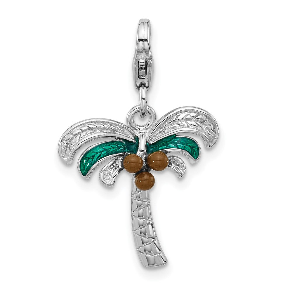 Sterlingsilber Amore La Vita Rhodiniert Emailliert Palme Baum W Coconuts Charm