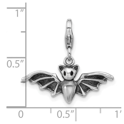 Sterlingsilber Amore La Vita Rhodiniert Antikisiert 3-d Bat Charm