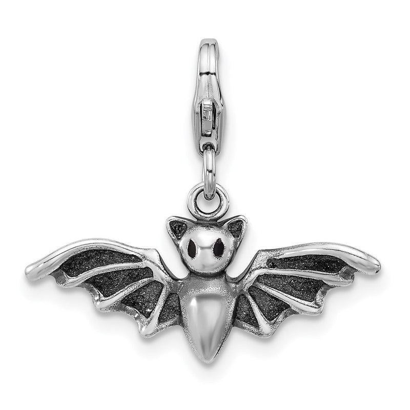 Sterlingsilber Amore La Vita Rhodiniert Antikisiert 3-d Bat Charm