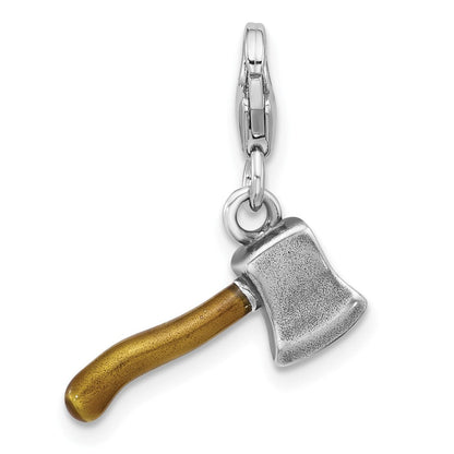 Sterlingsilber Amore La Vita Rhodiniert Antikisiert Emaille 3-d Ax Charm