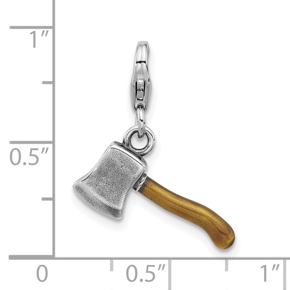 Sterlingsilber Amore La Vita Rhodiniert Antikisiert Emaille 3-d Ax Charm