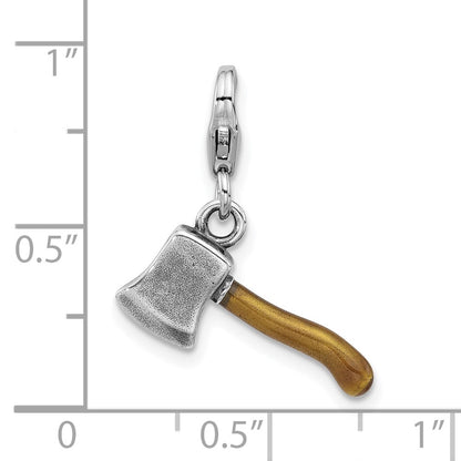 Sterlingsilber Amore La Vita Rhodiniert Antikisiert Emaille 3-d Ax Charm