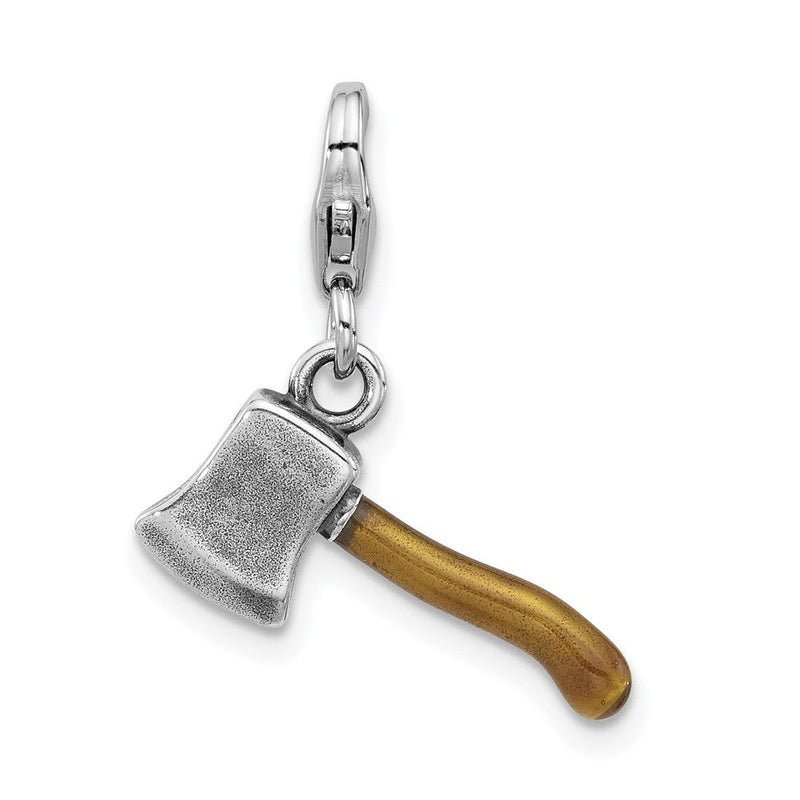 Sterlingsilber Amore La Vita Rhodiniert Antikisiert Emaille 3-d Ax Charm