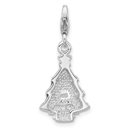Sterlingsilber Amore La Vita Rhodiniert Emailliert Kristall Weihnachten Baum Charm