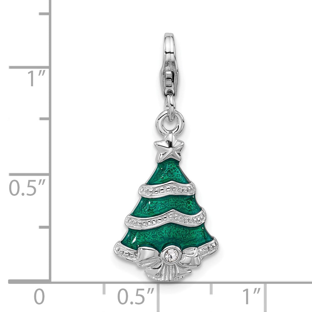 Sterlingsilber Amore La Vita Rhodiniert Emailliert Kristall Weihnachten Baum Charm
