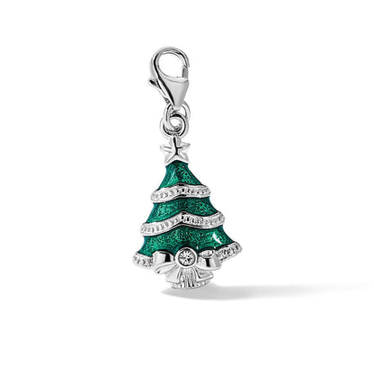 Sterlingsilber Amore La Vita Rhodiniert Emailliert Kristall Weihnachten Baum Charm