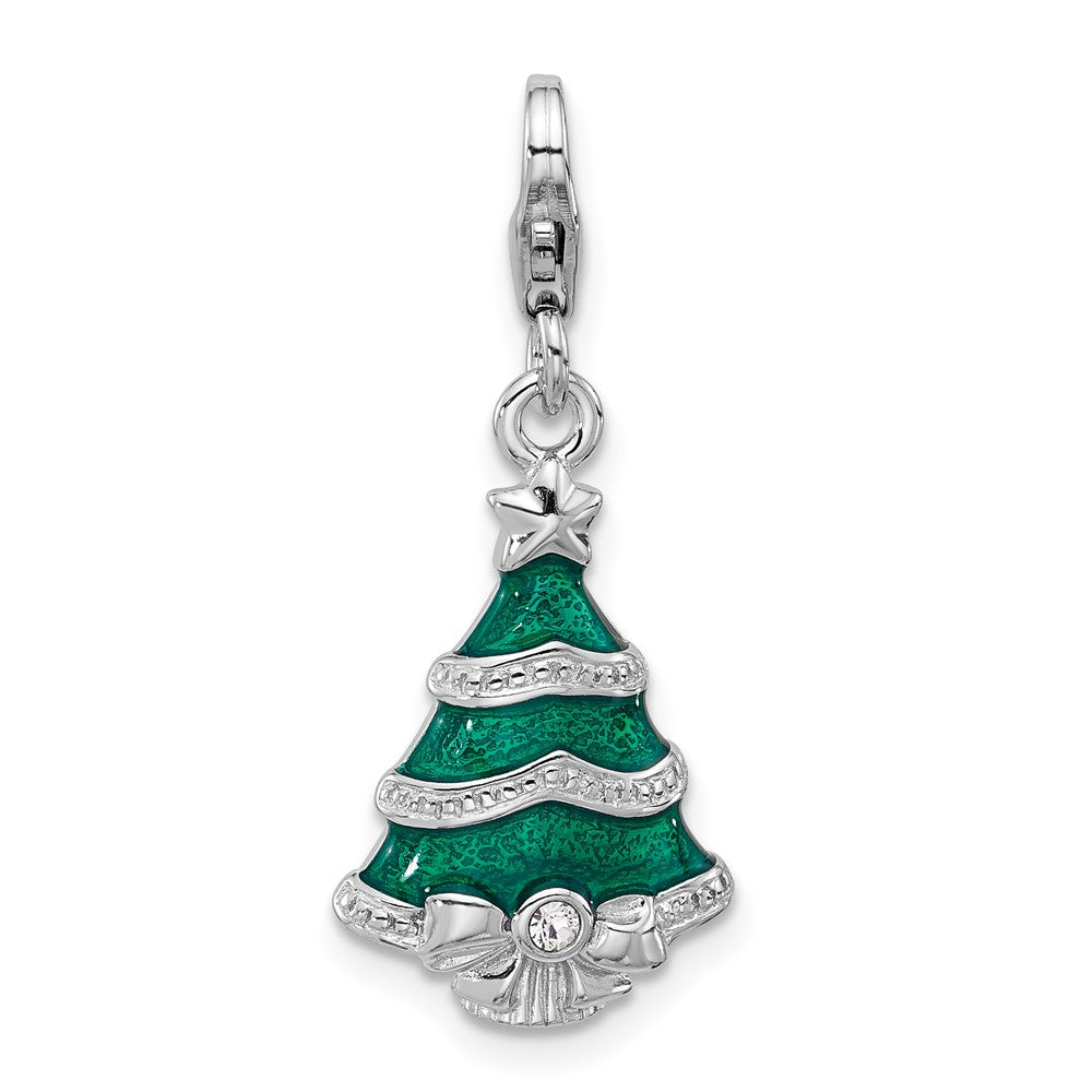 Sterlingsilber Amore La Vita Rhodiniert Emailliert Kristall Weihnachten Baum Charm