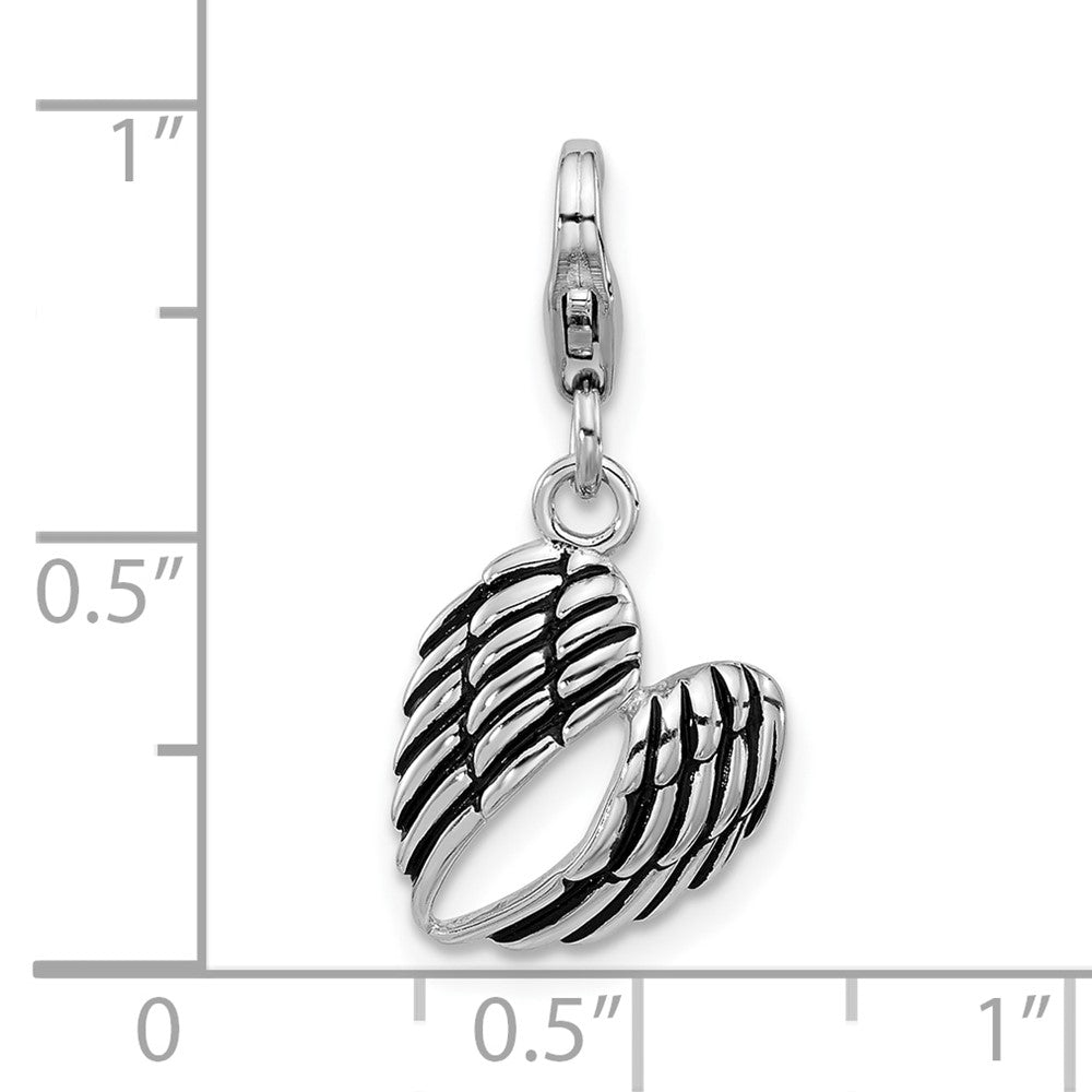 Sterlingsilber Amore La Vita Rhodiniert Emailliert 3-d Pair Of Engel Flügel Charm