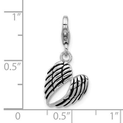 Sterlingsilber Amore La Vita Rhodiniert Emailliert 3-d Pair Of Engel Flügel Charm