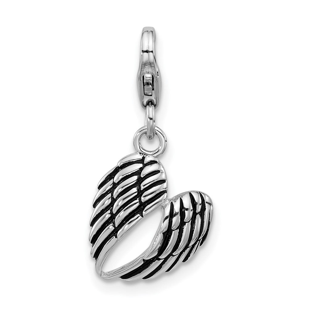 Sterlingsilber Amore La Vita Rhodiniert Emailliert 3-d Pair Of Engel Flügel Charm
