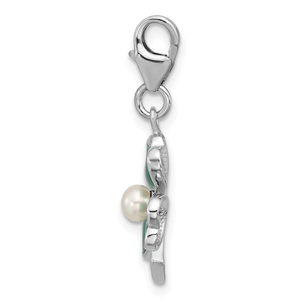 Sterlingsilber Amore La Vita Rhodiniert Emailliert Grün Klee Fwc Perle Charm