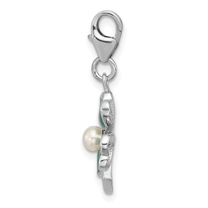 Sterlingsilber Amore La Vita Rhodiniert Emailliert Grün Klee Fwc Perle Charm