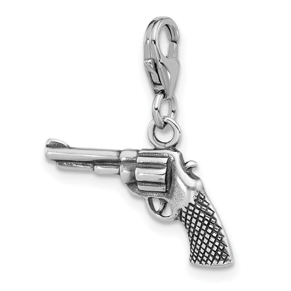 Sterlingsilber Amore La Vita Antikisiert Rhodiniert 3-d Pistol Charm
