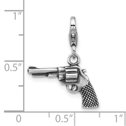 Sterlingsilber Amore La Vita Antikisiert Rhodiniert 3-d Pistol Charm