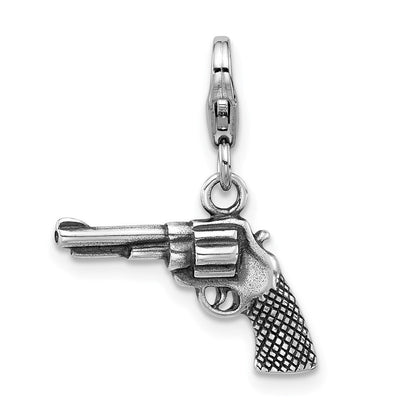 Sterlingsilber Amore La Vita Antikisiert Rhodiniert 3-d Pistol Charm