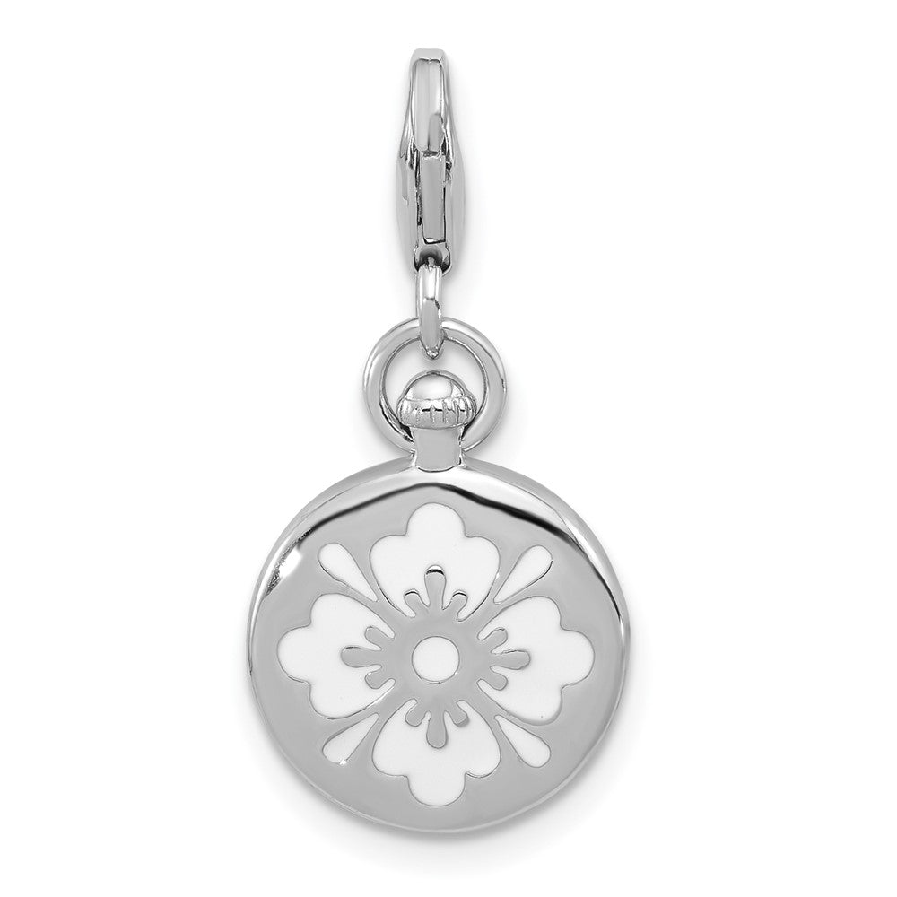 Sterlingsilber Amore La Vita Rhodium-pl Emaille Wendbar 3-d Kompass Charm