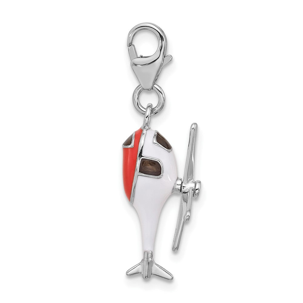 Sterlingsilber Amore La Vita Rhodiniert Emailliert 3-d Beweglich Helicopter Charm