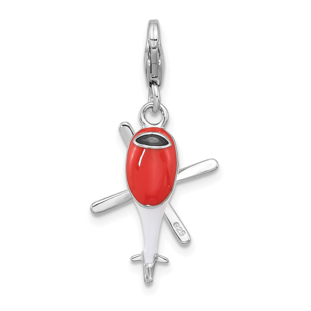 Sterlingsilber Amore La Vita Rhodiniert Emailliert 3-d Beweglich Helicopter Charm
