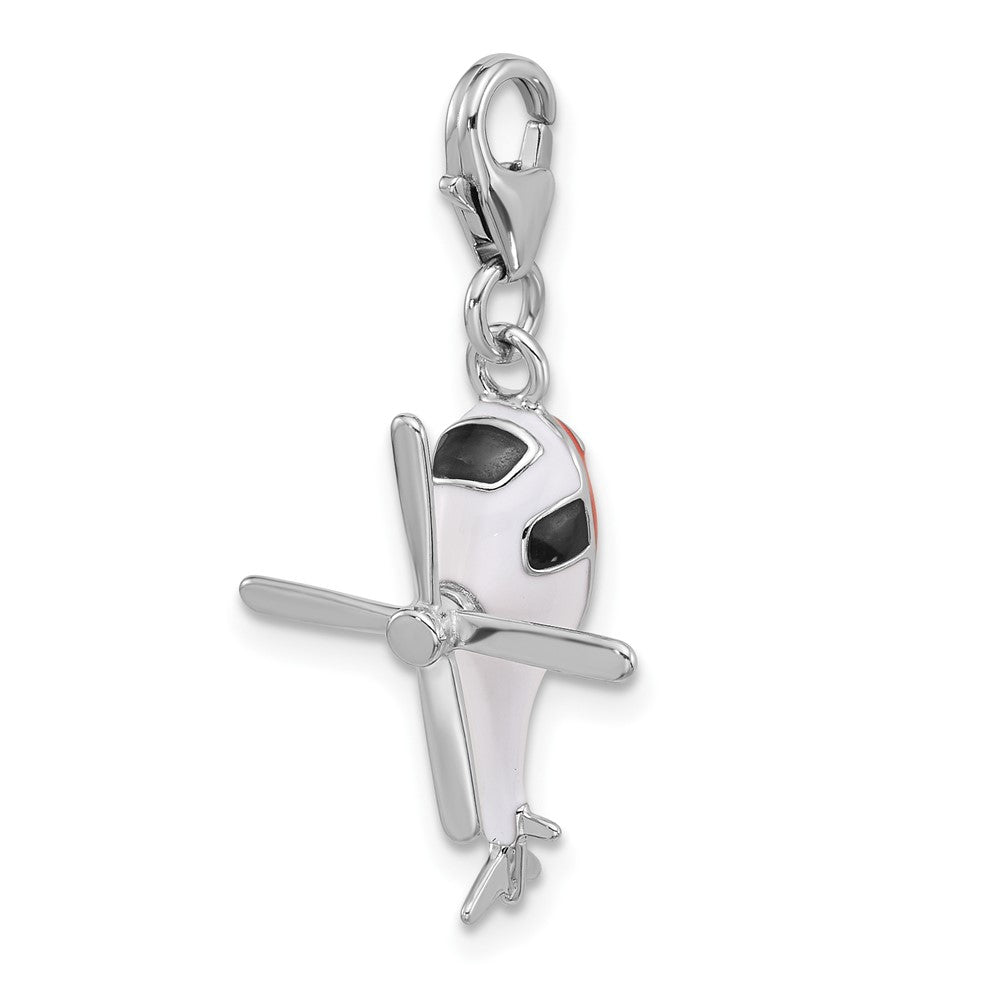 Sterlingsilber Amore La Vita Rhodiniert Emailliert 3-d Beweglich Helicopter Charm