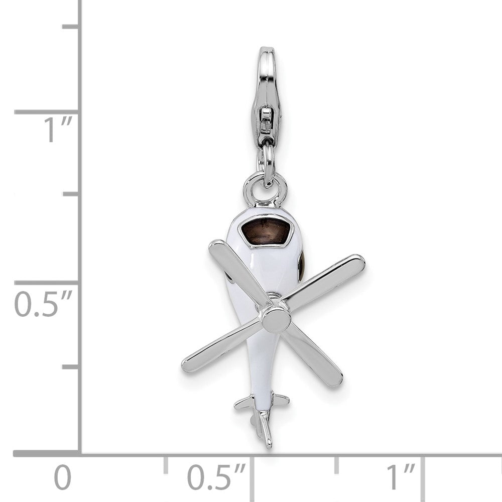 Sterlingsilber Amore La Vita Rhodiniert Emailliert 3-d Beweglich Helicopter Charm
