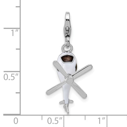 Sterlingsilber Amore La Vita Rhodiniert Emailliert 3-d Beweglich Helicopter Charm