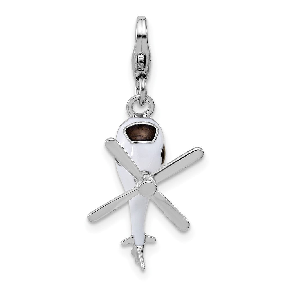 Sterlingsilber Amore La Vita Rhodiniert Emailliert 3-d Beweglich Helicopter Charm