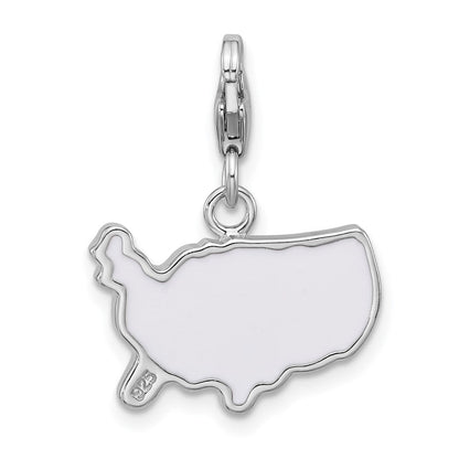 Sterlingsilber Amore La Vita Rhodiniert Emailliert Usa Karte Charm