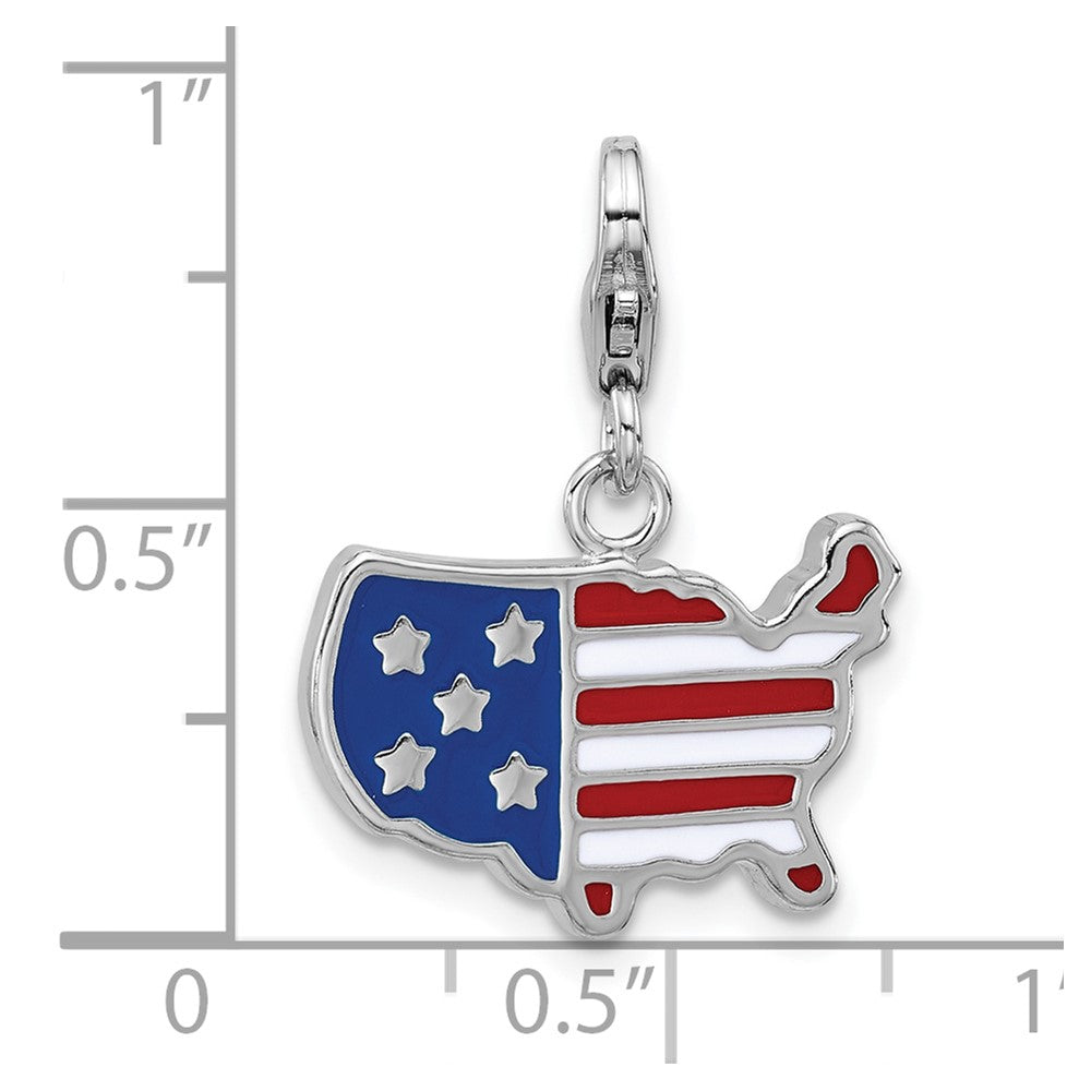 Sterlingsilber Amore La Vita Rhodiniert Emailliert Usa Karte Charm