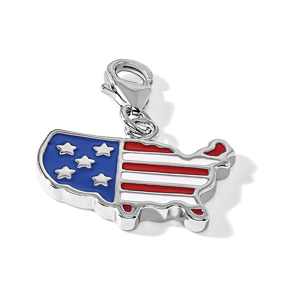 Sterlingsilber Amore La Vita Rhodiniert Emailliert Usa Karte Charm