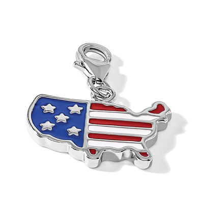 Sterlingsilber Amore La Vita Rhodiniert Emailliert Usa Karte Charm