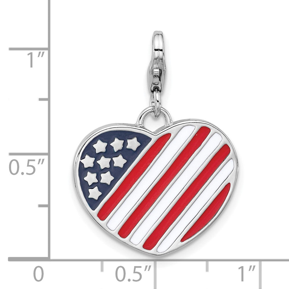 Sterlingsilber Amore La Vita Rhodiniert Emailliert Usa Flag Herz Charm