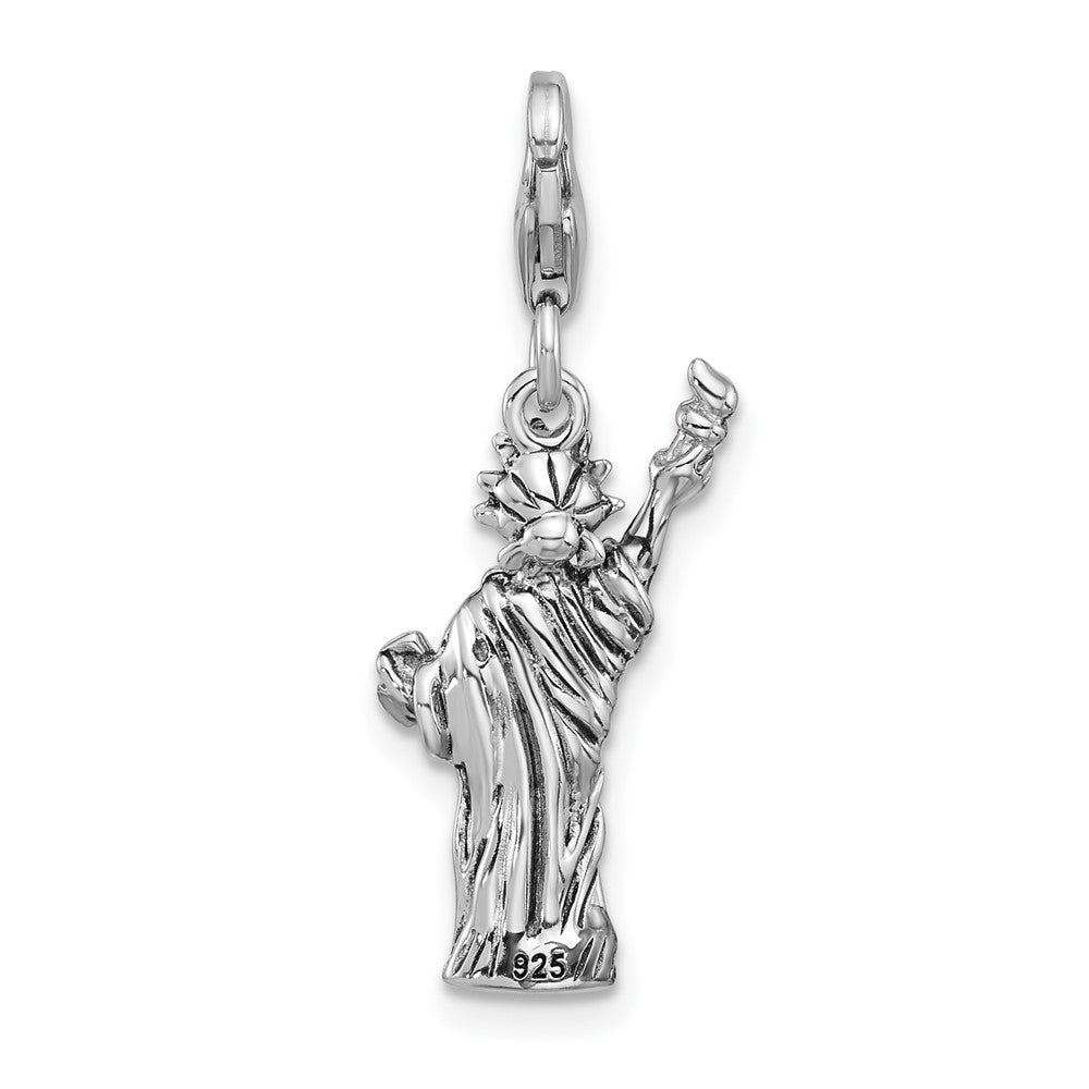 Sterlingsilber Amore La Vita Antikisiert Rhodiniert 3-d Statue Of Liberty Charm