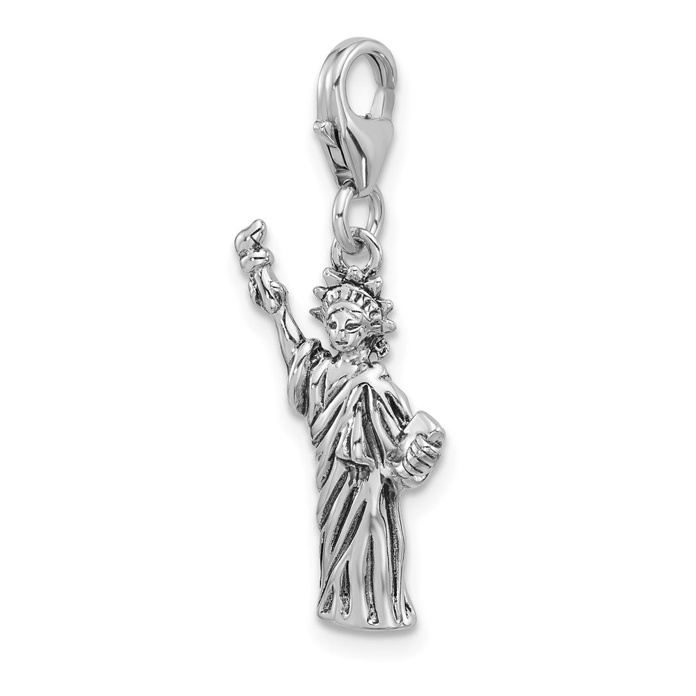 Sterlingsilber Amore La Vita Antikisiert Rhodiniert 3-d Statue Of Liberty Charm