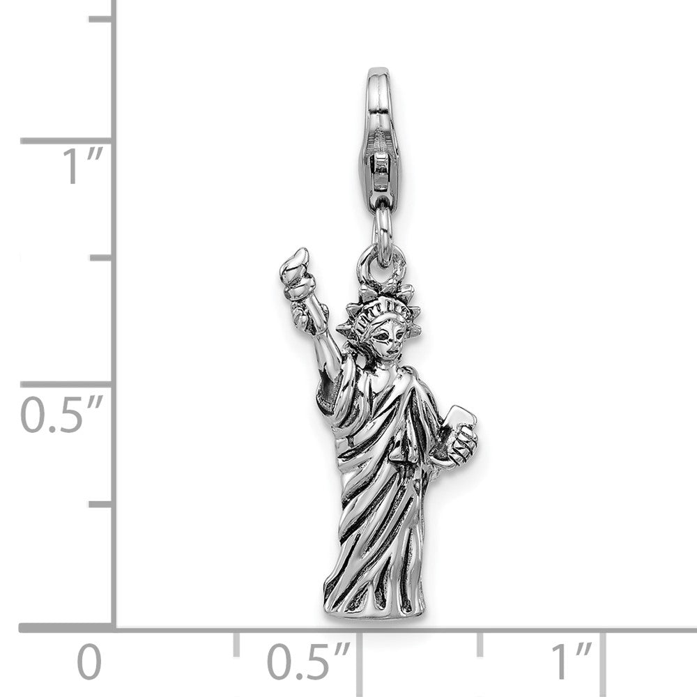 Sterlingsilber Amore La Vita Antikisiert Rhodiniert 3-d Statue Of Liberty Charm