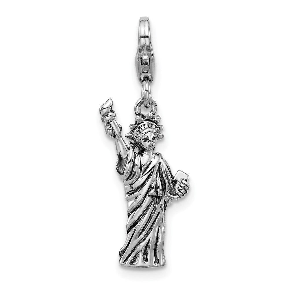 Sterlingsilber Amore La Vita Antikisiert Rhodiniert 3-d Statue Of Liberty Charm