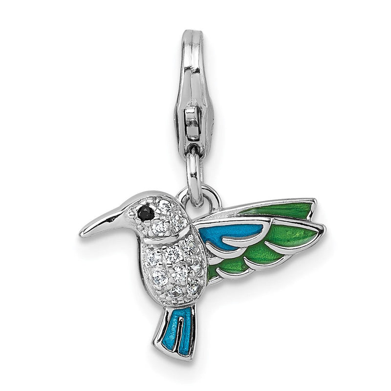 Sterlingsilber Amore La Vita Rhodiniert Emaille Zirkonia/spinel Hummingbird Charm