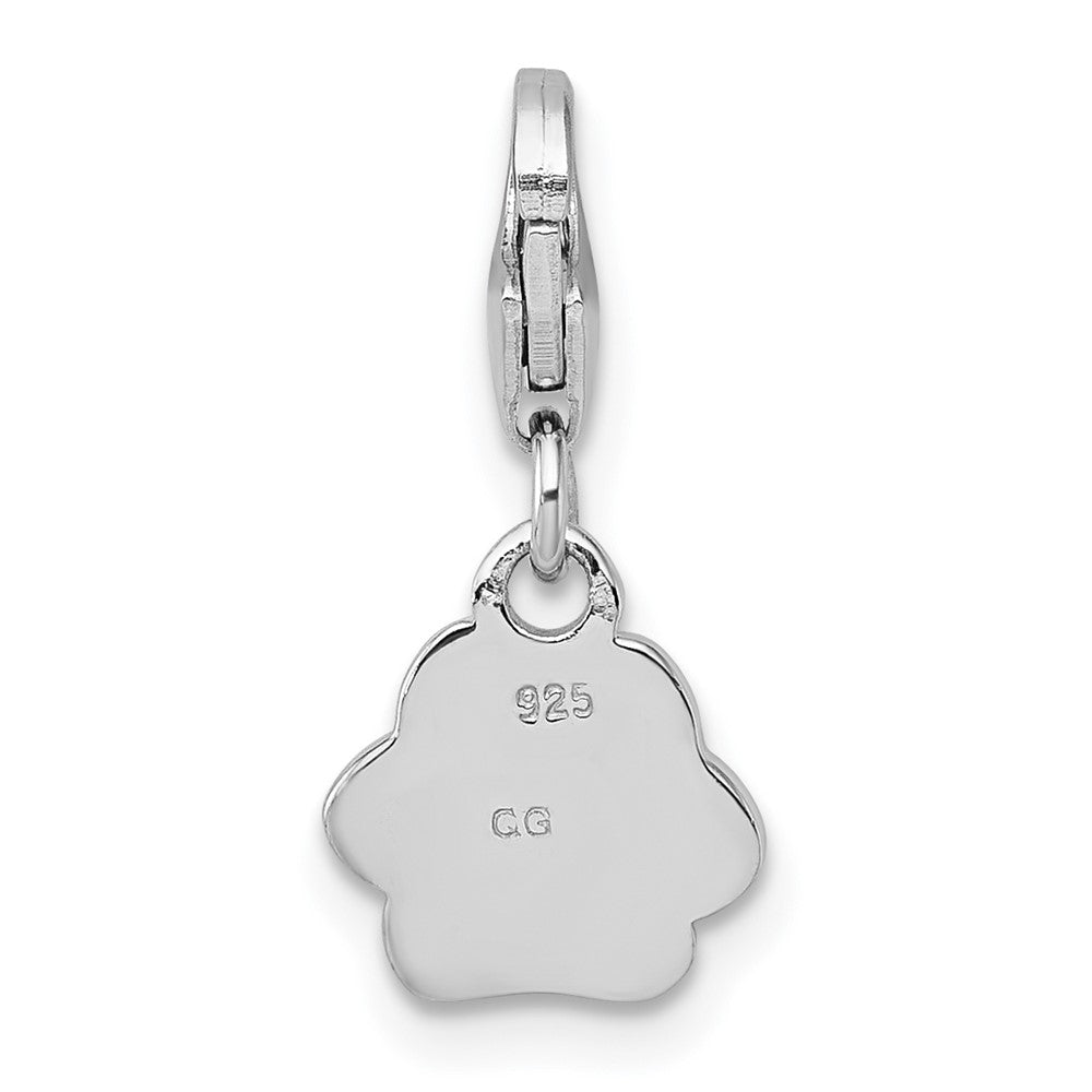 Sterlingsilber Amore La Vita Rhodiniert Emaille Schwarz Paw Druck Charm