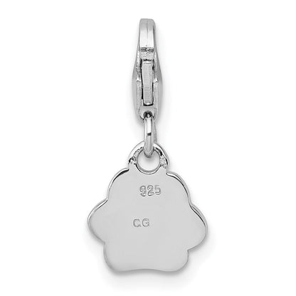 Sterlingsilber Amore La Vita Rhodiniert Emaille Schwarz Paw Druck Charm