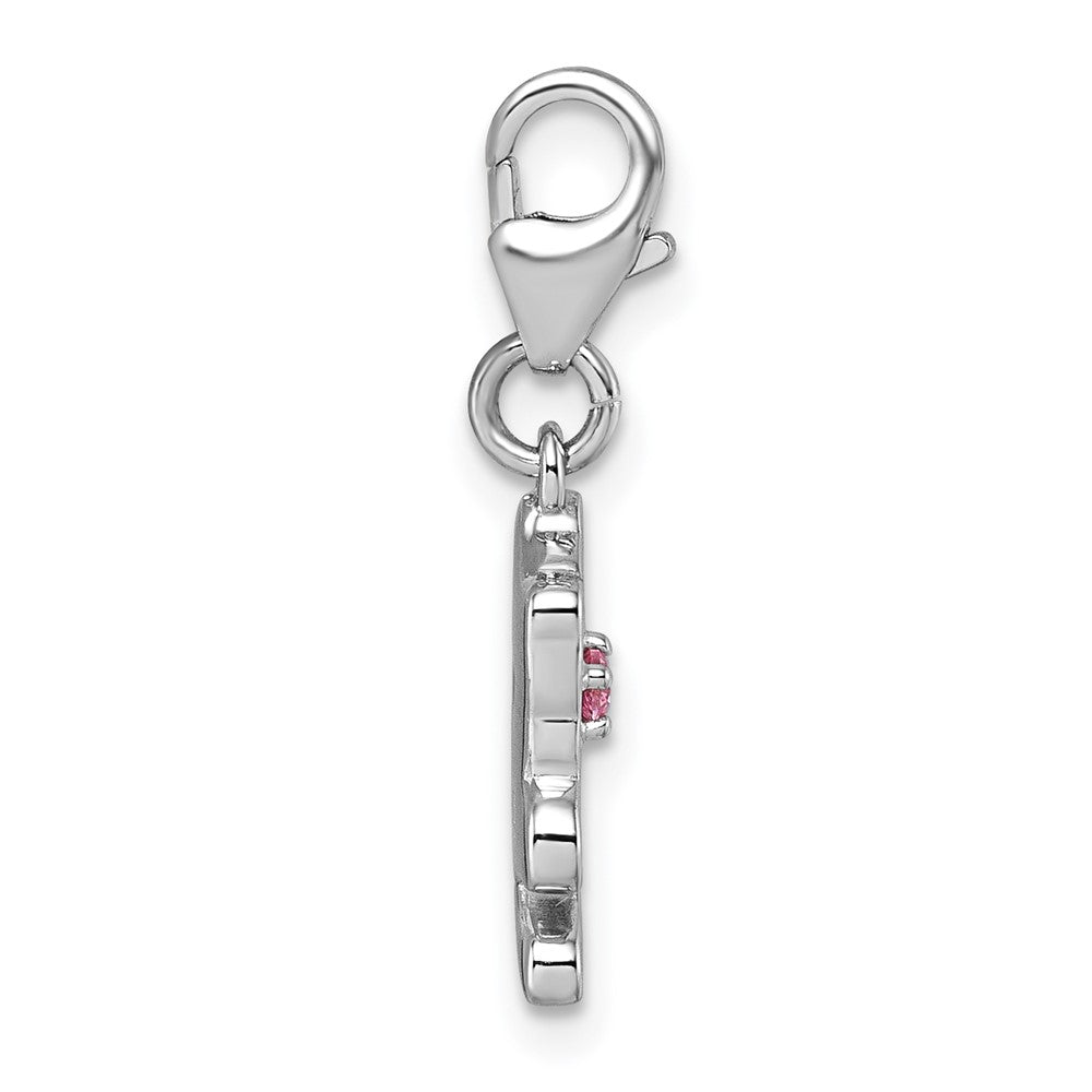Sterlingsilber Amore La Vita Rhodiniert Emaille Katze mit Rosa Zirkonia Charm