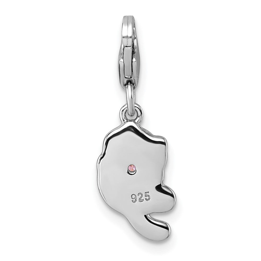 Sterlingsilber Amore La Vita Rhodiniert Emaille Katze mit Rosa Zirkonia Charm