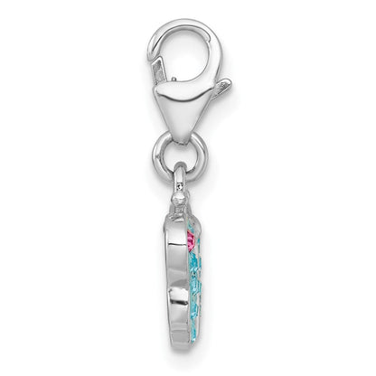 Sterlingsilber Amore La Vita Rhodiniert Blau Rosa Kristall Schmetterling Charm