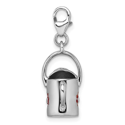 Sterlingsilber Amore La Vita Rhodiniert 3d Emailliert Blume Watering Can Charm