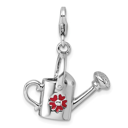 Sterlingsilber Amore La Vita Rhodiniert 3d Emailliert Blume Watering Can Charm
