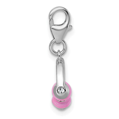 Sterlingsilber Amore La Vita Rhodiniert 3d Emaille mit Kristall Headphones Charm