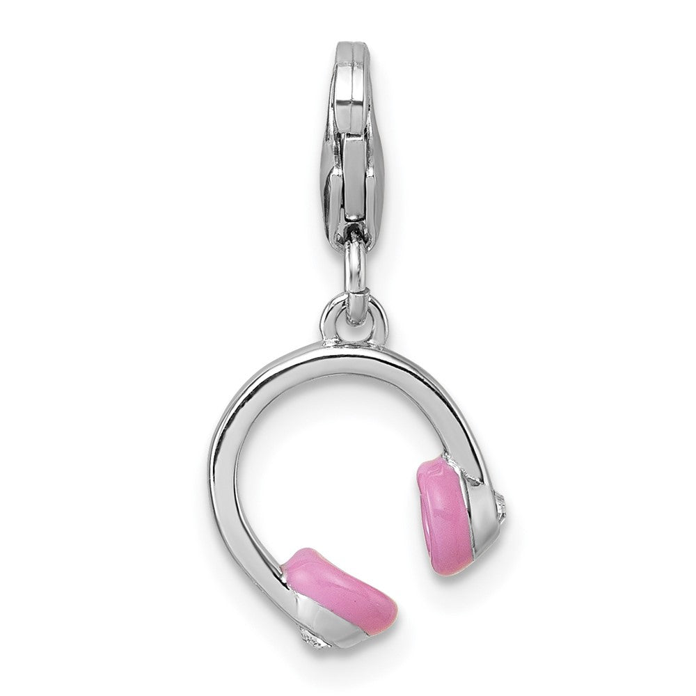 Sterlingsilber Amore La Vita Rhodiniert 3d Emaille mit Kristall Headphones Charm