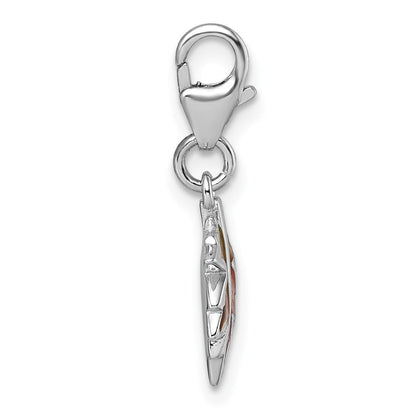 Sterlingsilber Amore La Vita Rhodiniert Orange Emaille Blatt Charm